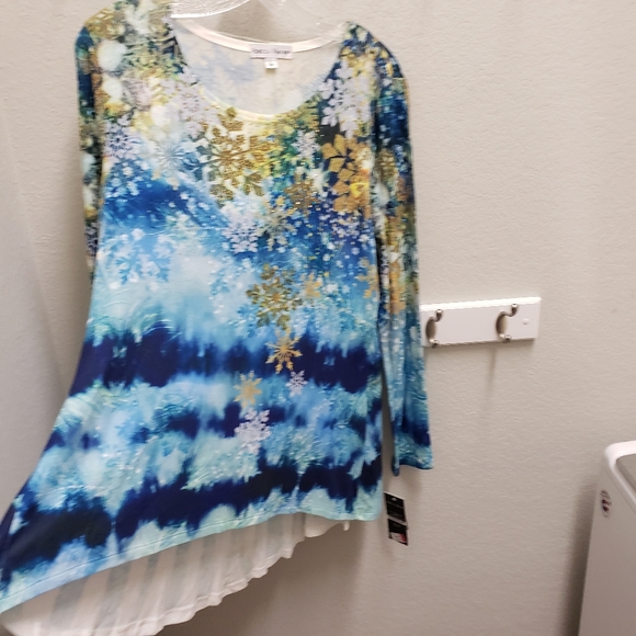 NWT Rebecca Malone High Low Sz L Holiday Top - Picture 4 of 7